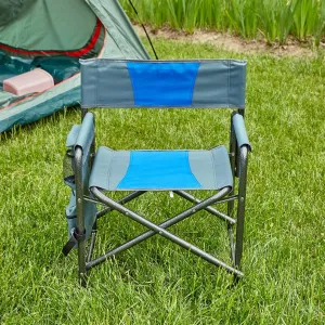 1-Piece Padded Folding Outdoor Chair with Storage Pockets, Lightweight Oversized Director’s Chair, 400lbs Capacity, Durable Oxford Fabric, No Installation Required, Portable for Camping
