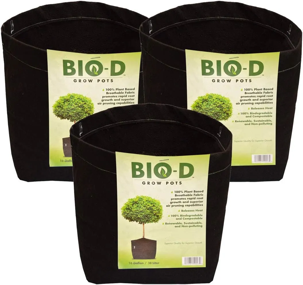 10 Gallon 3-Pack Biodegradable Fabric Plant Grow Bag Heavy Duty Environmentally Friendly
