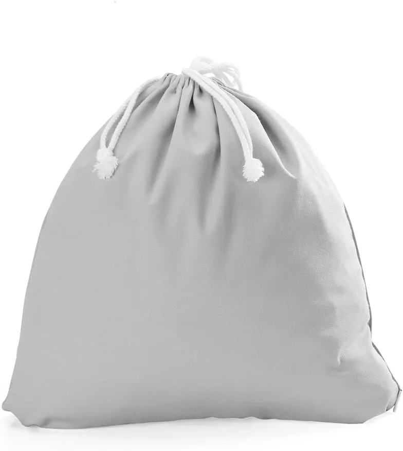 100% Cotton Canvas Travel Laundry Bag, 2-Pack (Small, Light Grey)