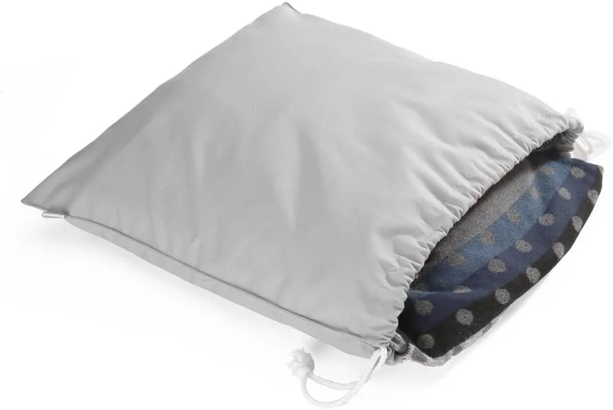 100% Cotton Canvas Travel Laundry Bag, 2-Pack (Small, Light Grey)
