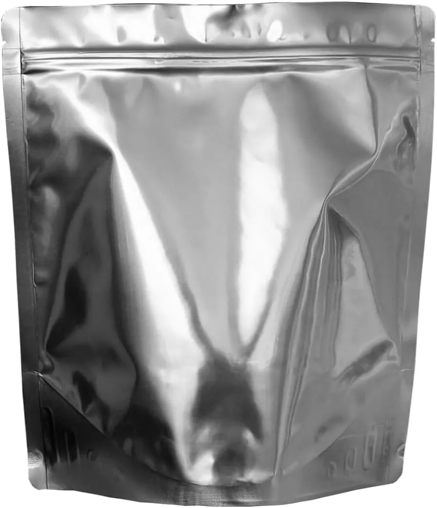 100 Pack - 7 Mil - One Gallon Seal-Top Stand Up Mylar Pouch Bags - 500cc Oxygen Absorbers- Resealable - Rounded Corners - Long-Term Food Storage