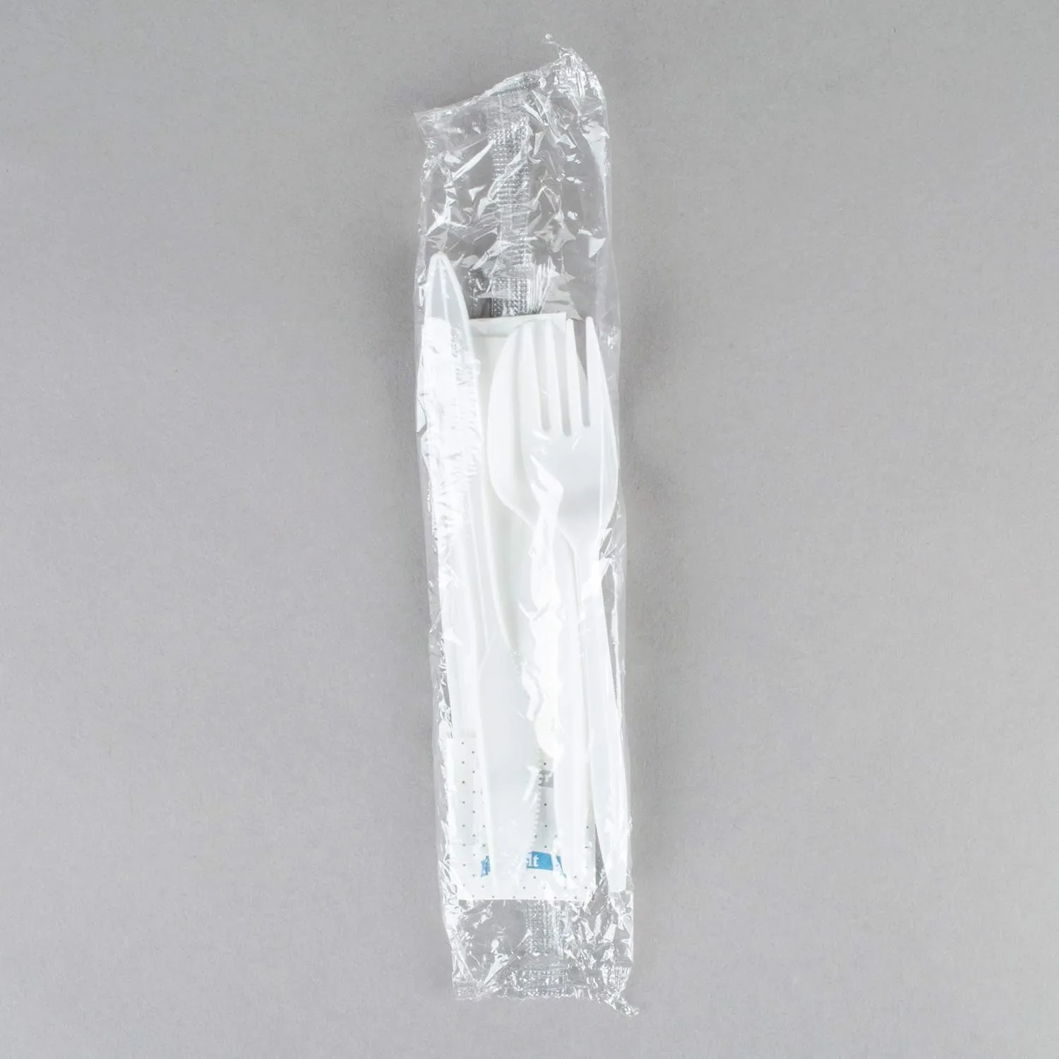 100 Pack Medium Weight Wrapped white Plastic Cutlery Pack with Napkin and Salt/Pepper Packets (White)