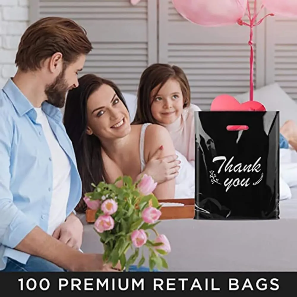 100 Pcs Customized Logo Color Shopping Bag with Handle Plastic Gift Bag Businss Customer Plastic Bag Personalized Shopping Bag