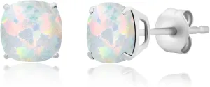 14k Gold Cushion Cut Gemstone Round Stud Earrings for Women | 6mm Round Birthstone Studs | Anti Tarnishing Gold Gemstone Earring by MAX   STONE