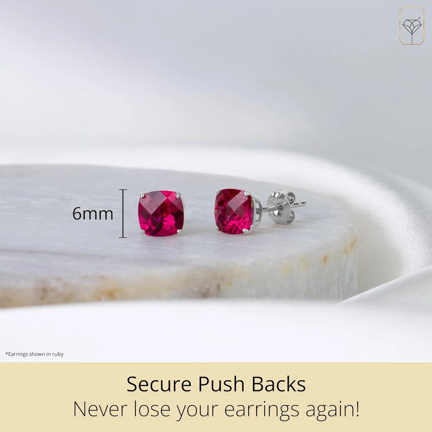 14k Gold Cushion Cut Gemstone Round Stud Earrings for Women | 6mm Round Birthstone Studs | Anti Tarnishing Gold Gemstone Earring by MAX   STONE
