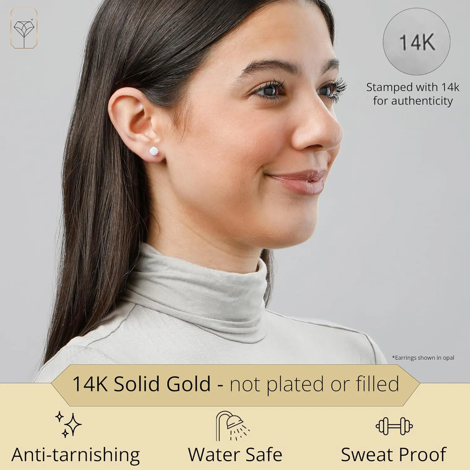14k Gold Cushion Cut Gemstone Round Stud Earrings for Women | 6mm Round Birthstone Studs | Anti Tarnishing Gold Gemstone Earring by MAX   STONE