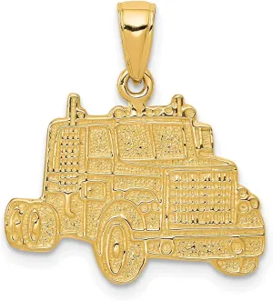 14k Yellow Gold Diesel Trucker Cab Pendant 20 mm x 25 mm