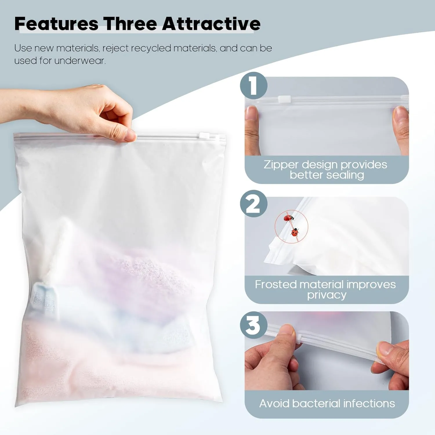 14x18 Inch Clothes Packaging Bags for Shipping, 50Pcs 2 Gallon Frosted Zipper Clothing Packaging Bags for small business, Clear Apparel Bag for Winter clothes, blankets, backpack | No Vent Holes