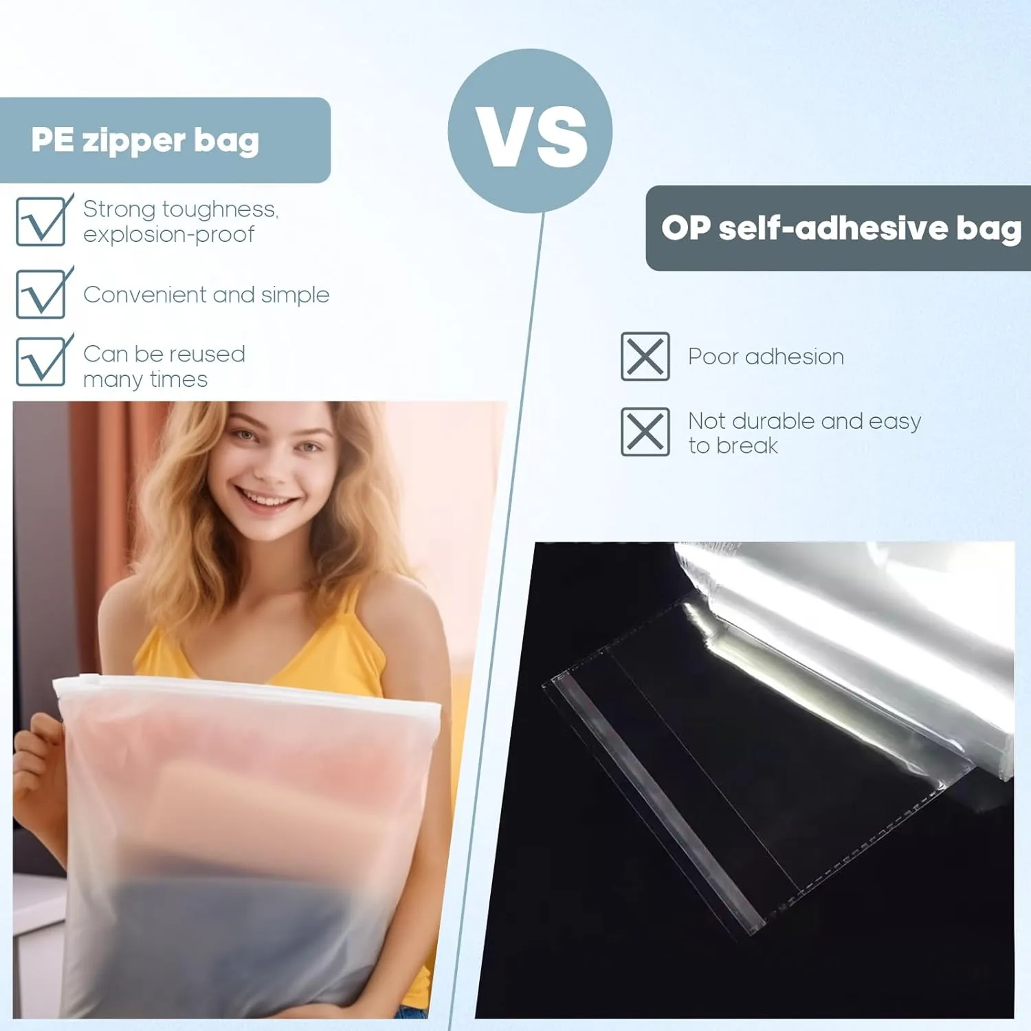 14x18 Inch Clothes Packaging Bags for Shipping, 50Pcs 2 Gallon Frosted Zipper Clothing Packaging Bags for small business, Clear Apparel Bag for Winter clothes, blankets, backpack | No Vent Holes