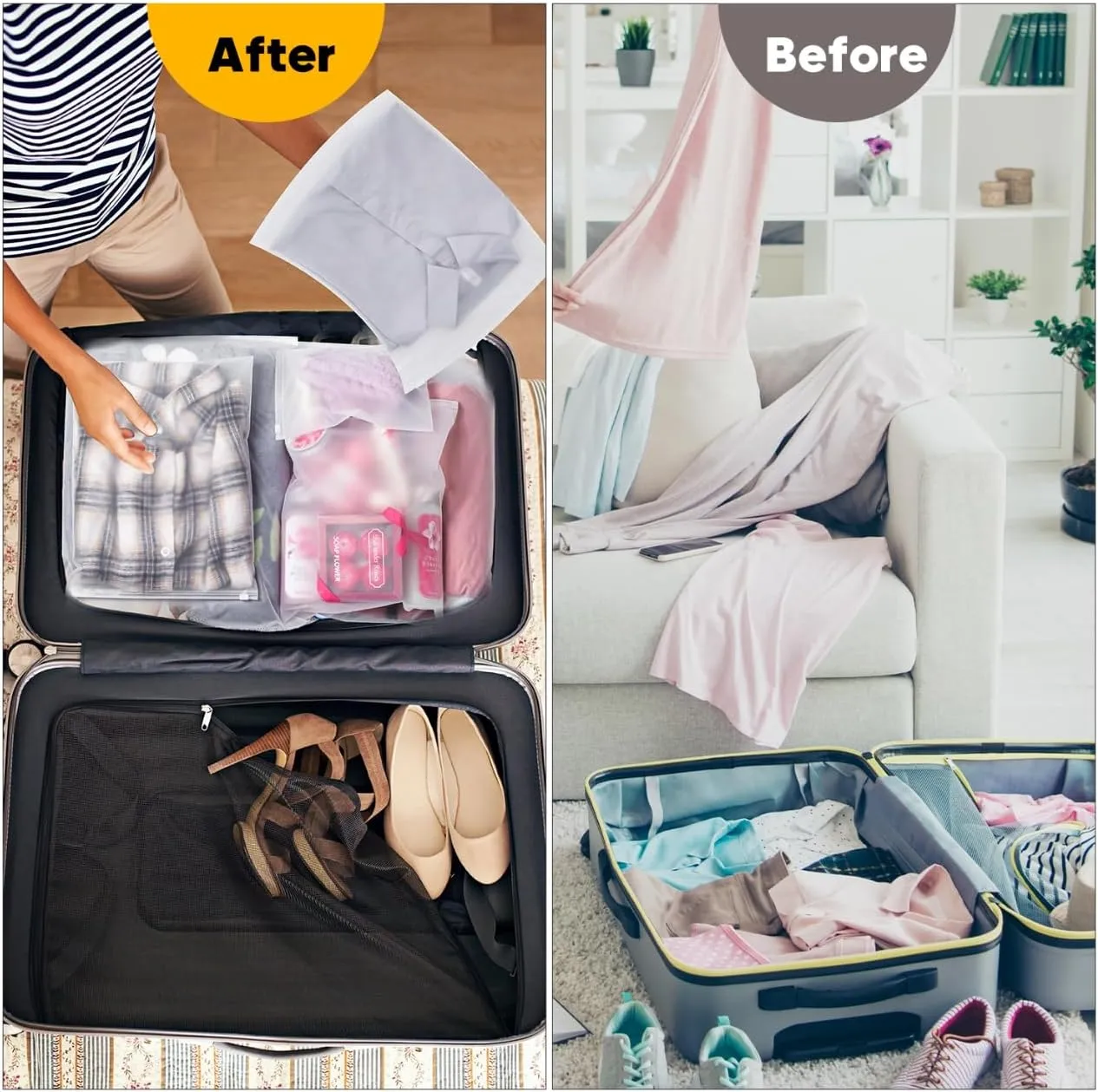 14x18 Inch Clothes Packaging Bags for Shipping, 50Pcs 2 Gallon Frosted Zipper Clothing Packaging Bags for small business, Clear Apparel Bag for Winter clothes, blankets, backpack | No Vent Holes