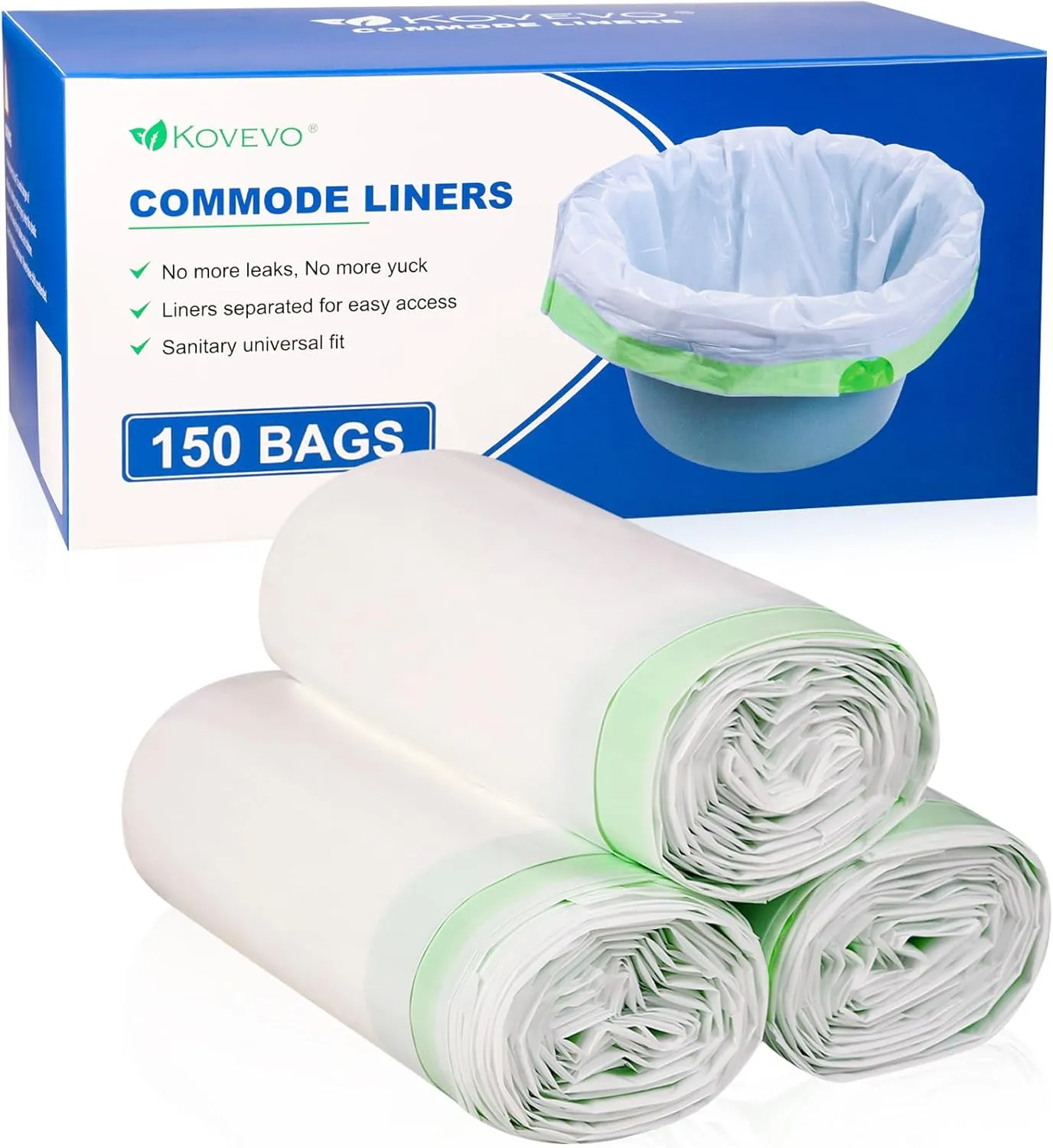 150 Pcs Bedside Commode Liners for Potty Chair Liners Disposable Adult, Commode Bags, Portable Toilet Bags Fits All Standard Adult Commode Chairs Toilet Bucket Potty Bedpan in Medical Care