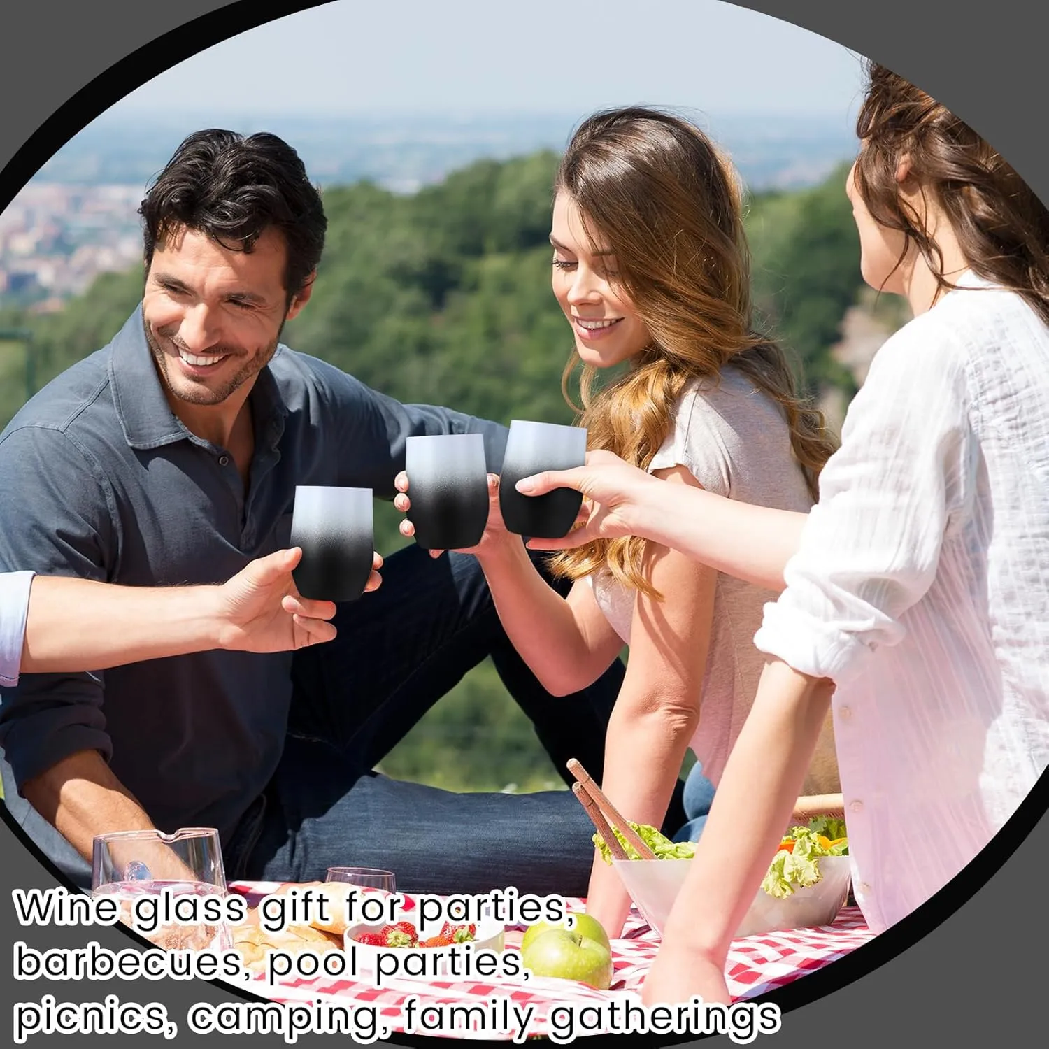 16 Pack Stainless Steel Wine Tumblers 12 oz Insulated Vacuum Wine Cup Set Double Wall Stainless Steel Stemless Mug Glasses for Coffee Soda Whiskey Outdoor Travel(Black and White)