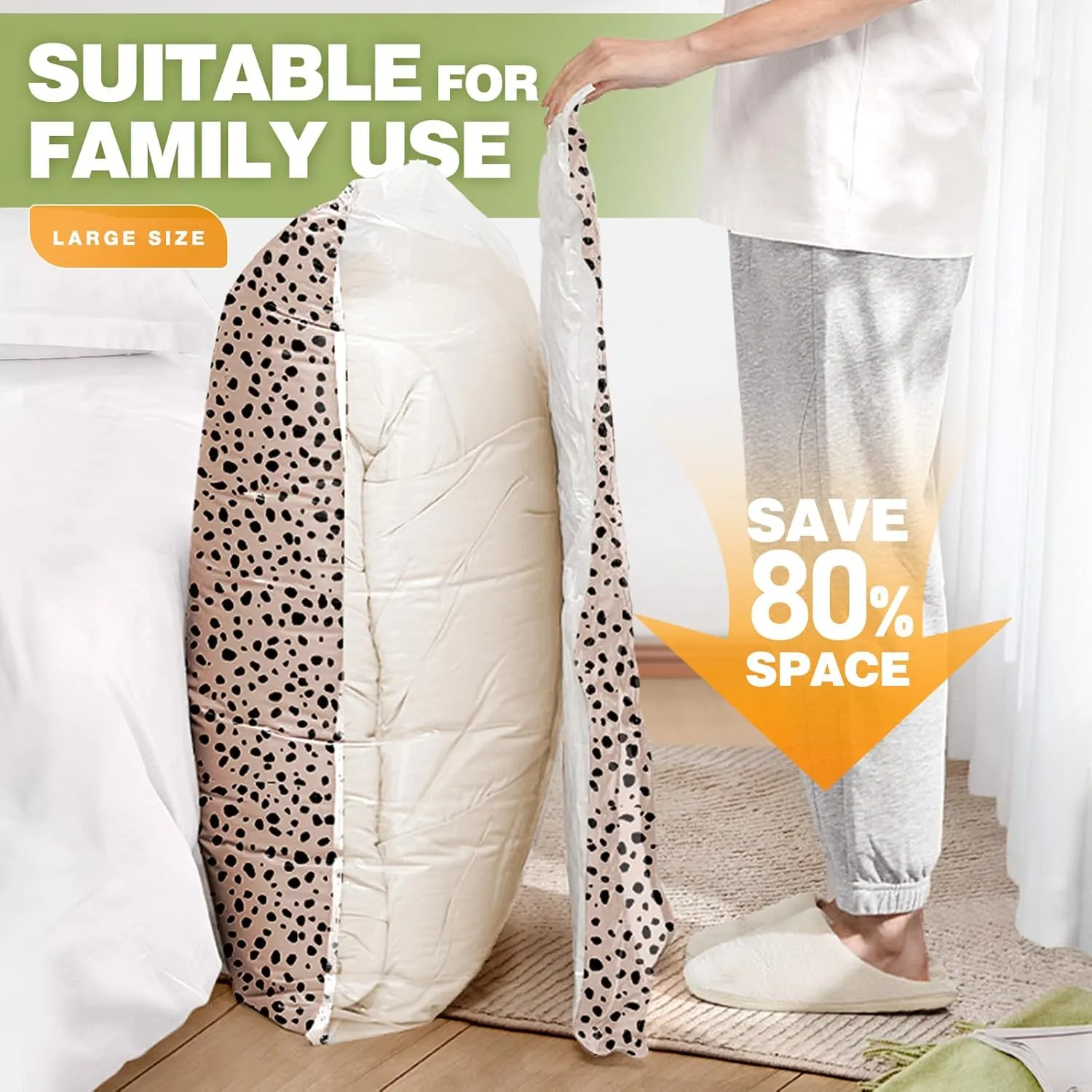 16 Pack Travel Vacuum Storage Bags with Electric Pump, 3 Large   6 Medium   7 Small Vacuum Sealer Bags, 80% Space Saver Bags for Luggage, Comforters and Blankets, Travel Essentials(Beige Leopard)