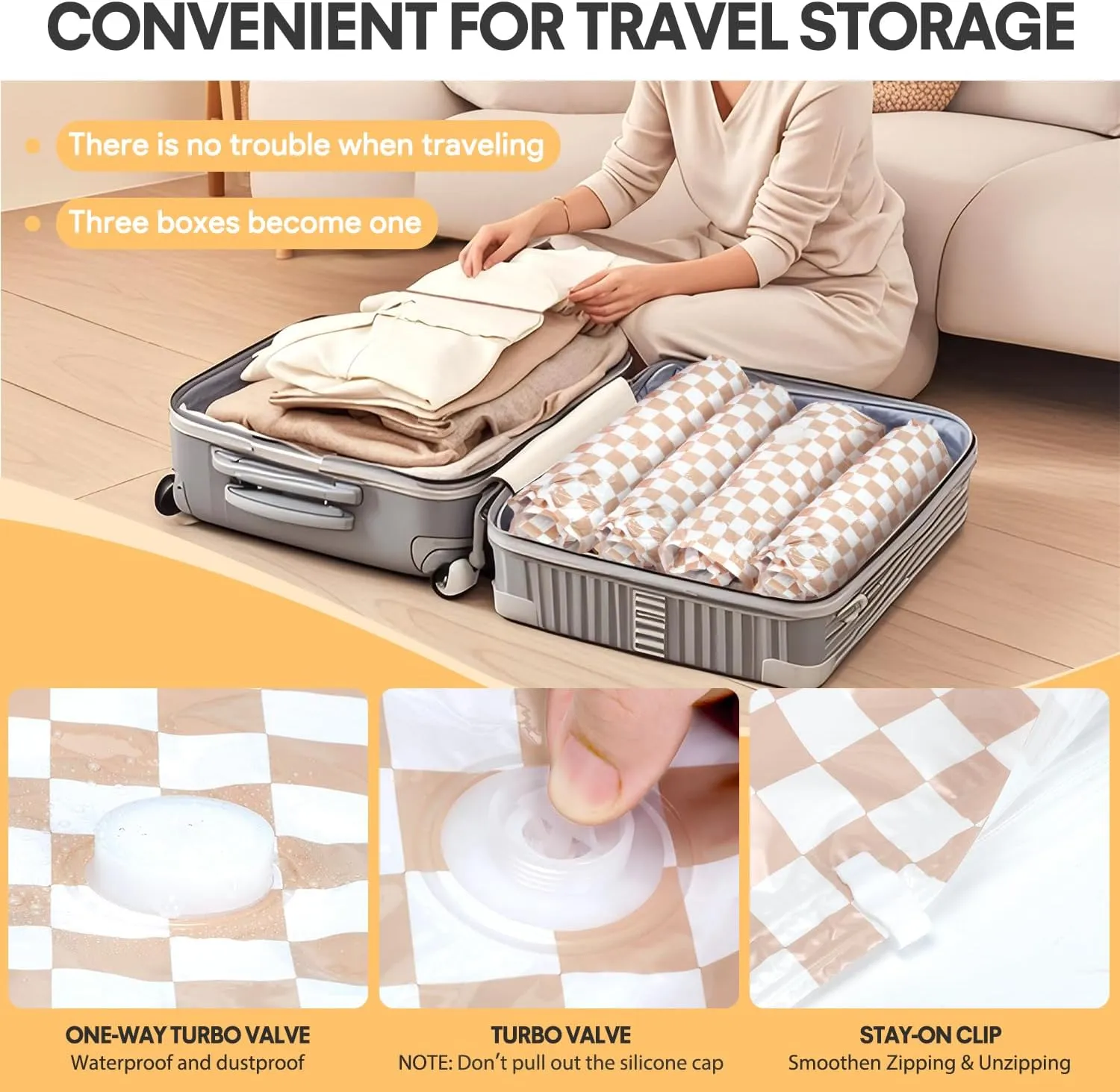 16 Pack Vacuum Storage Bags with Electric Pump, Vacuum Seal Bag for Clothing, Space Saver Storage Organizer, Travel Packing Bags for Luggage (Pink Checks)