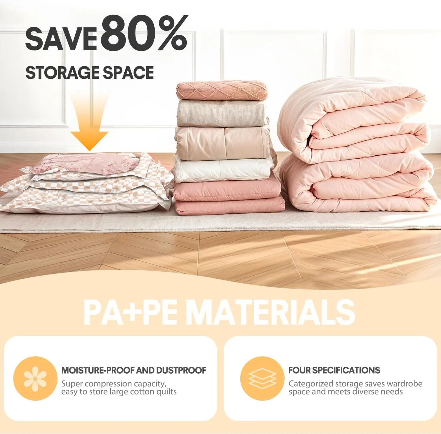 16 Pack Vacuum Storage Bags with Electric Pump, Vacuum Seal Bag for Clothing, Space Saver Storage Organizer, Travel Packing Bags for Luggage (Pink Checks)