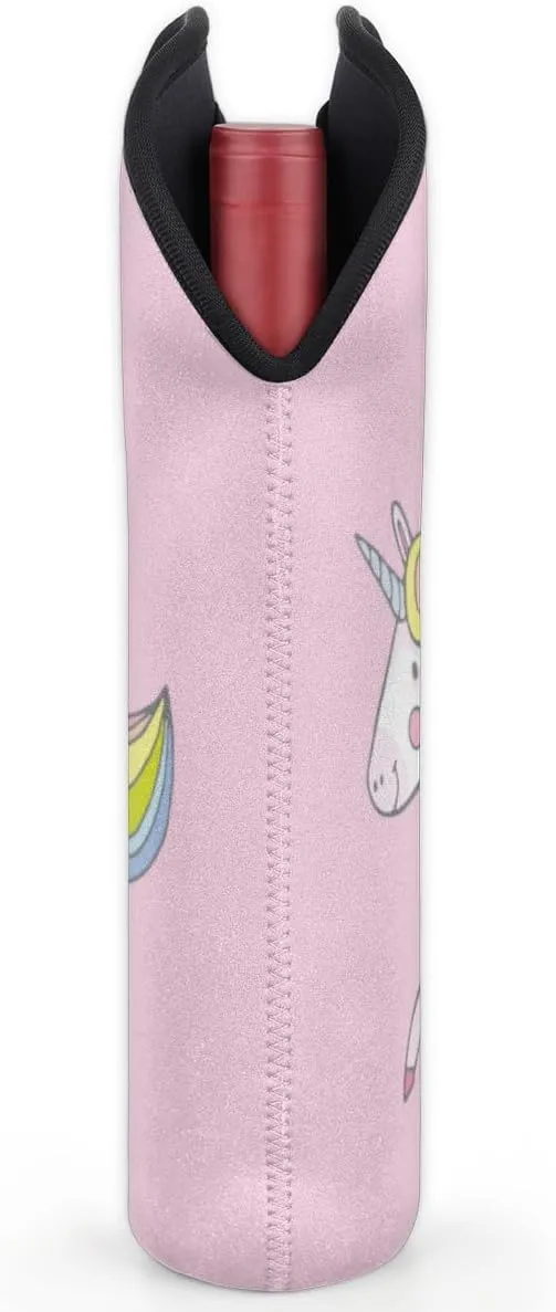 2 Bottle Wine Carrier Tote Bag Christmas Ponies Insulated Neoprene Portable Bottle Holder Great Gift for Wine Lover, Great for Picnics Travel BYOB, Outdoor Entertaining