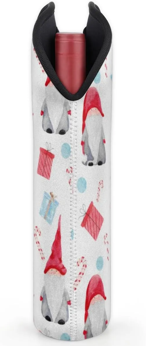 2 Bottle Wine Carrier Tote Bag Dwarf Christmas Insulated Neoprene Portable Bottle Holder Great Gift for Wine Lover, Great for Picnics Travel BYOB, Outdoor Entertaining