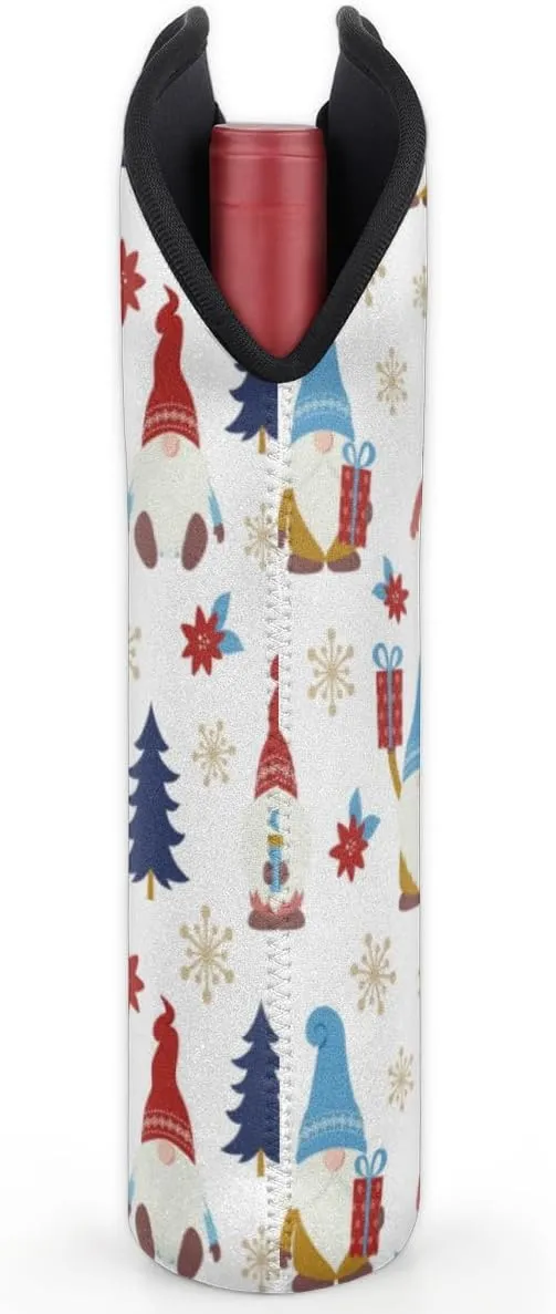 2 Bottle Wine Carrier Tote Bag Dwarf Christmas Tree Insulated Neoprene Portable Bottle Holder Great Gift for Wine Lover, Great for Picnics Travel BYOB, Outdoor Entertaining