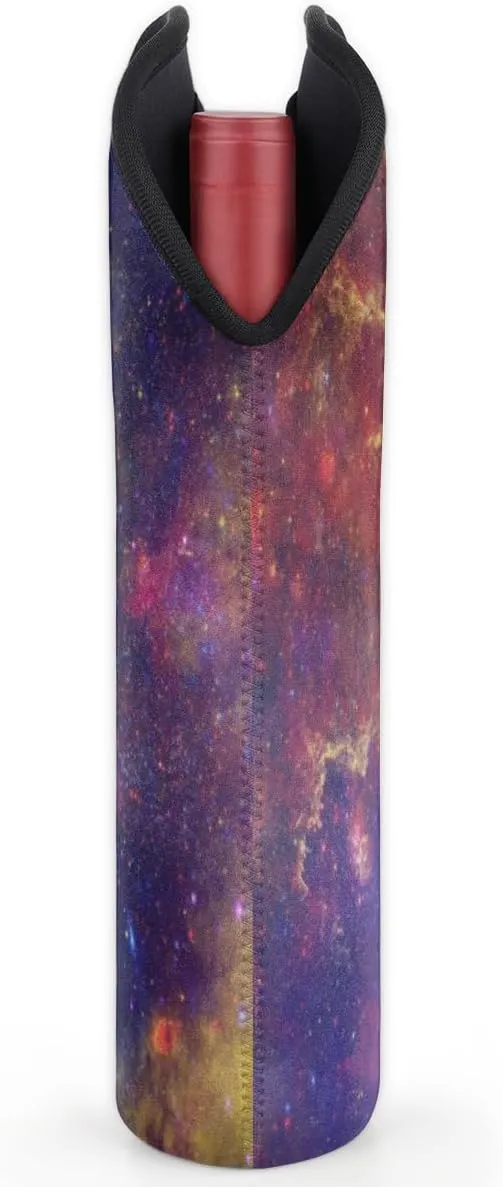2 Bottle Wine Carrier Tote Bag Elliptical Galaxies Insulated Neoprene Portable Bottle Holder Great Gift for Wine Lover, Great for Picnics Travel BYOB, Outdoor Entertaining