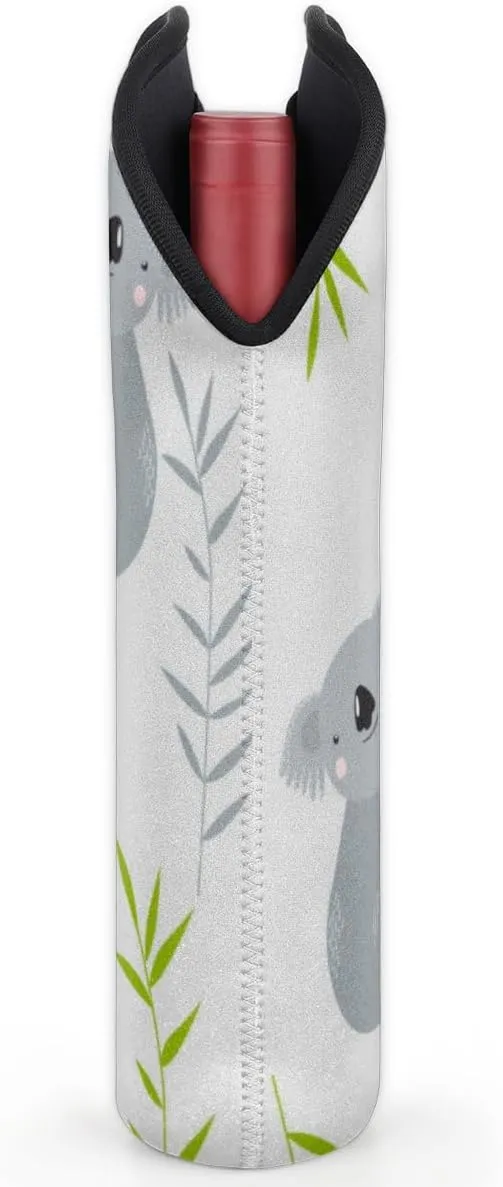 2 Bottle Wine Carrier Tote Bag Koalas Paint Insulated Neoprene Wine Bottle Holder Portable Wine Cooler Bag with Secure Carry Handle for Travel Picnic Birthday Party