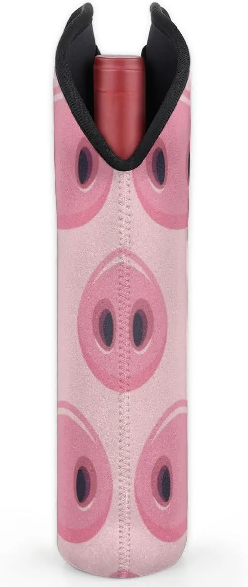 2 Bottle Wine Carrier Tote Bag Pig Snout Insulated Neoprene Portable Bottle Holder Great Gift for Wine Lover, Great for Picnics Travel BYOB, Outdoor Entertaining