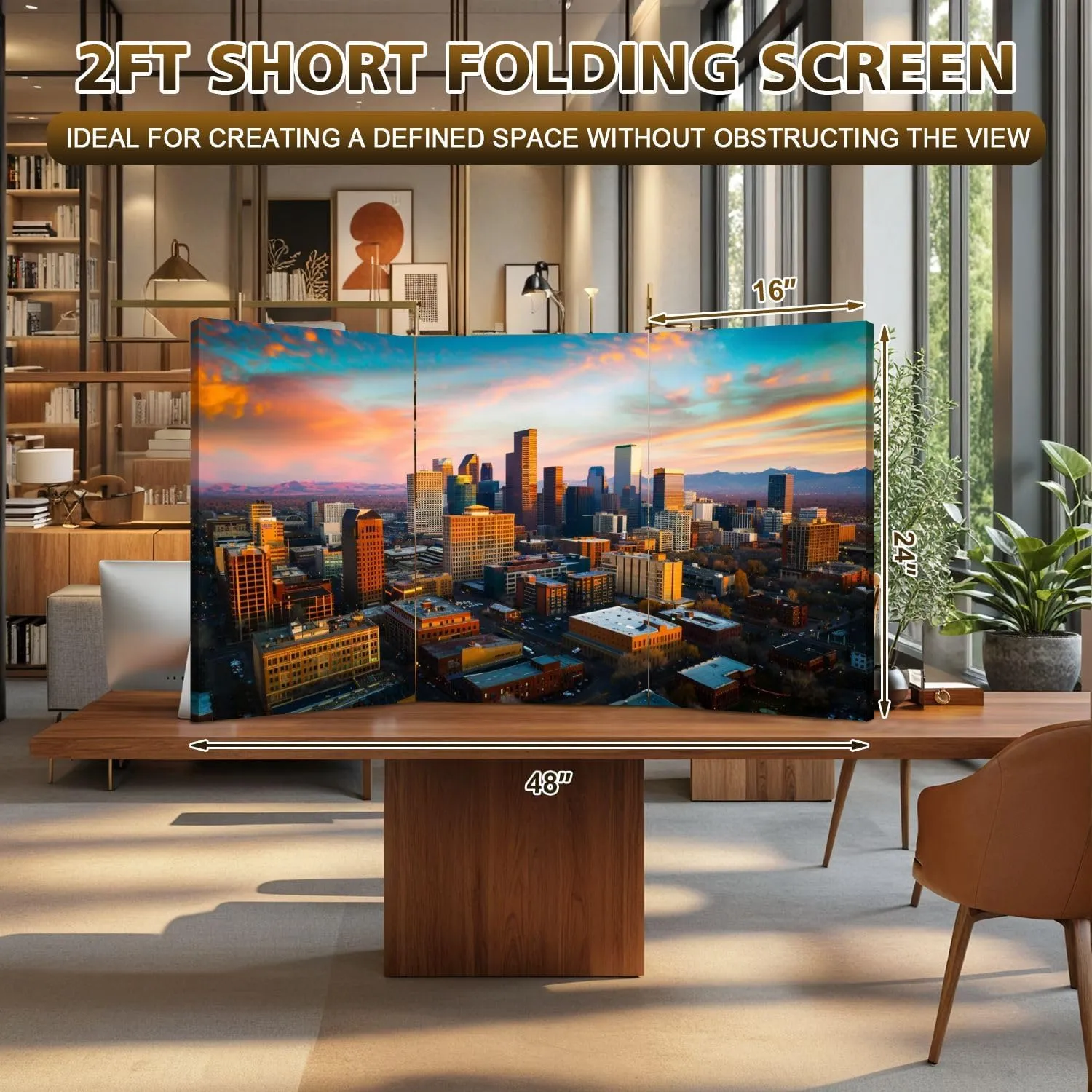 2 Ft Room Divider Screen Alpine Glow Denver Morning Sunrise Portable Short Canvas Folding Screen 3 Panel Freestanding Separator Privacy Partition Indoor Home Office