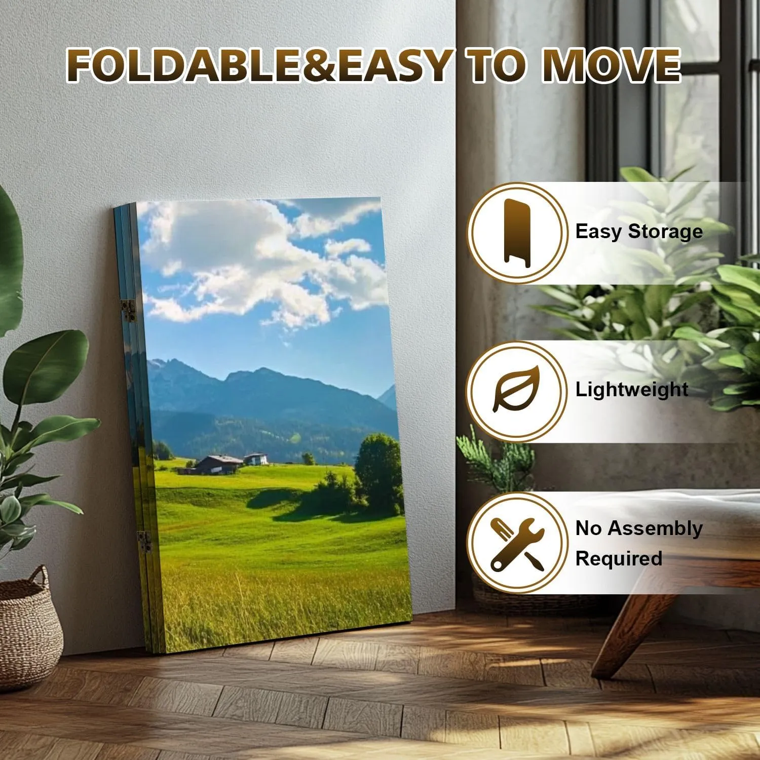 2 Ft Room Divider Screen Idyllic Alpine Scenery Farmhouse Front Wilder Austria Portable Short Canvas Folding Screen 3 Panel Freestanding Separator Privacy Partition Indoor Home Office