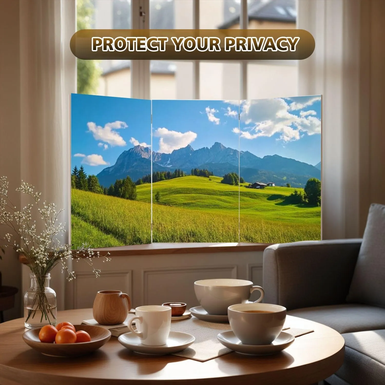 2 Ft Room Divider Screen Idyllic Alpine Scenery Farmhouse Front Wilder Austria Portable Short Canvas Folding Screen 3 Panel Freestanding Separator Privacy Partition Indoor Home Office