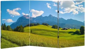 2 Ft Room Divider Screen Idyllic Alpine Scenery Farmhouse Front Wilder Austria Portable Short Canvas Folding Screen 3 Panel Freestanding Separator Privacy Partition Indoor Home Office