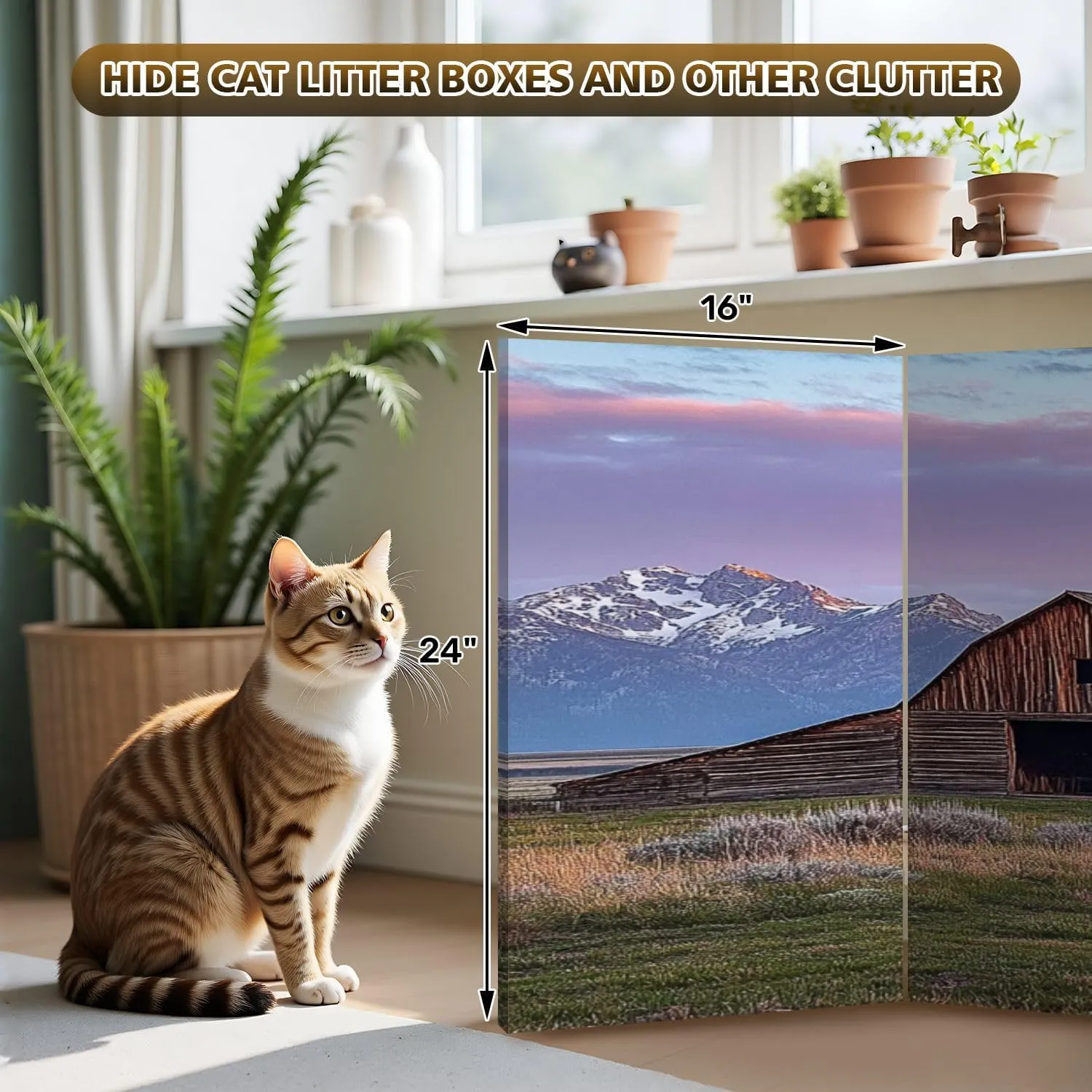 2 Ft Room Divider Screen Moulton Barn Grand Teton Wyoming Portable Short Canvas Folding Screen 6 Panel Freestanding Separator Privacy Partition Indoor Home Office