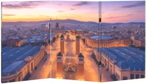 2 Ft Short Room Dividers Aerial View Plaza ESPA Sunset Spain Double Sided Canvas Folding Screen 3 Panel Freestanding Room Separator Privacy Partition for Home Office