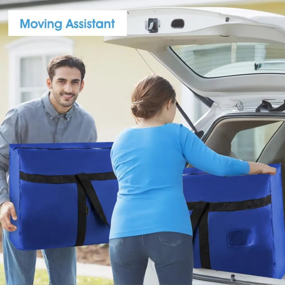 2 Pack Moving Bags Heavy Duty Extra Large 90L, College Packing Bags for Moving Clothes, Moving Supplies & Boxes with Zippers and Handles, Storage Bags Moving Totes Camping Essentials (Blue)