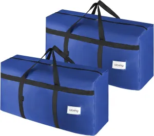 2 Pack Moving Bags Heavy Duty Extra Large 90L, College Packing Bags for Moving Clothes, Moving Supplies & Boxes with Zippers and Handles, Storage Bags Moving Totes Camping Essentials (Blue)