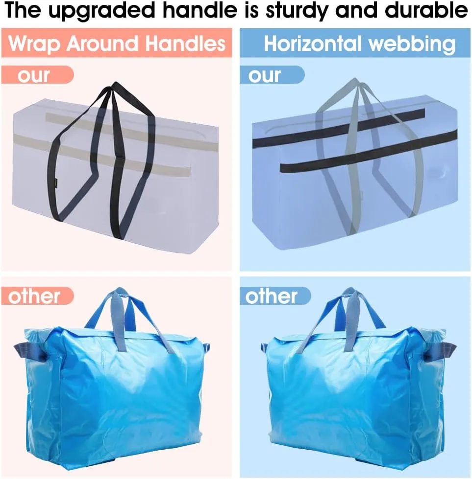2 Pack Moving Bags Heavy Duty Extra Large 90L, College Packing Bags for Moving Clothes, Moving Supplies & Boxes with Zippers and Handles, Storage Bags Moving Totes Camping Essentials (Blue)
