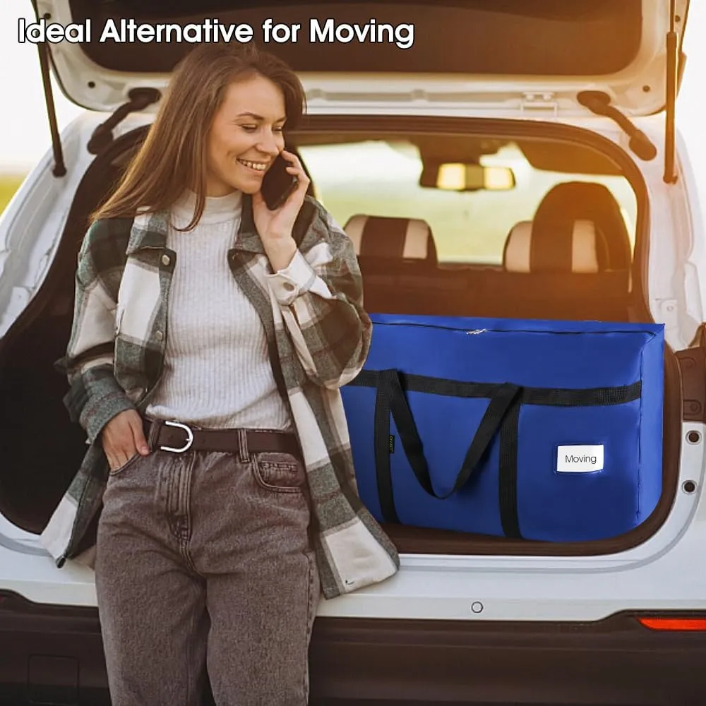 2 Pack Moving Bags Heavy Duty Extra Large 90L, College Packing Bags for Moving Clothes, Moving Supplies & Boxes with Zippers and Handles, Storage Bags Moving Totes Camping Essentials (Blue)