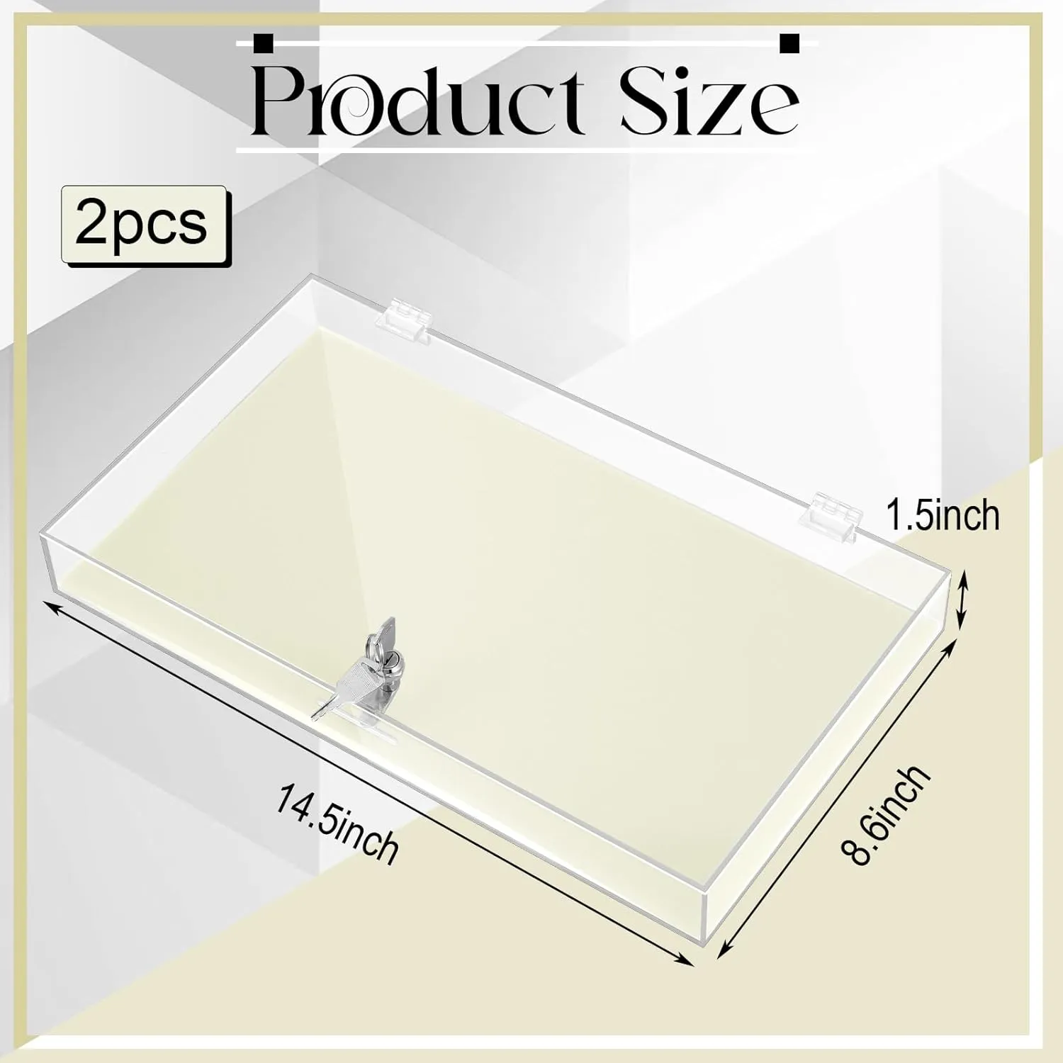 2 Pcs Acrylic Locking Jewelry Display Case Clear Ring Earring Necklace Bracelet Jewelry Display Case Locking Security Showcase with Lock and Key for Trade Show Retail Display (Beige)