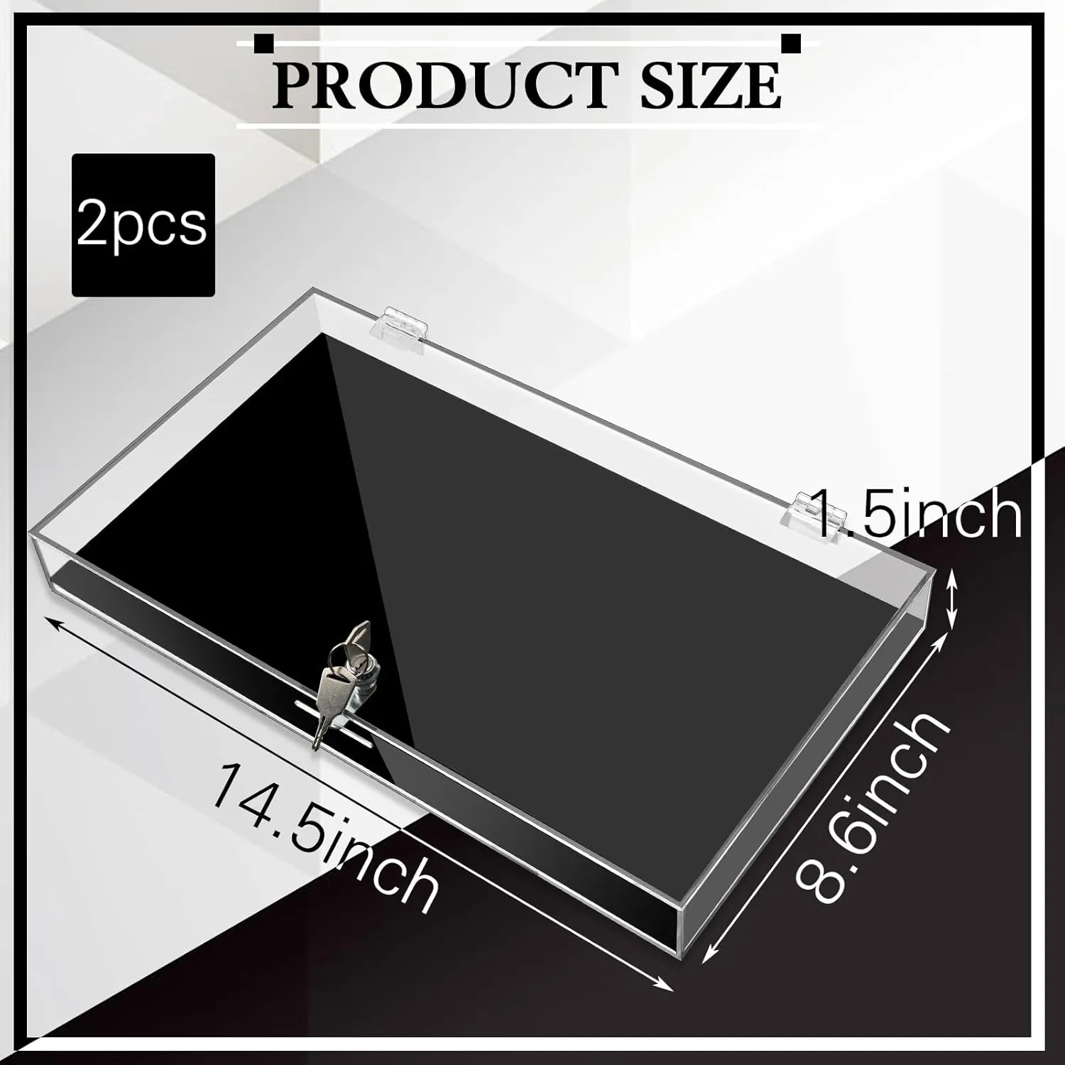 2 Pcs Acrylic Locking Jewelry Display Case Clear Ring Earring Necklace Bracelet Security Showcase with Lock and Key for Trade Show Retail Display