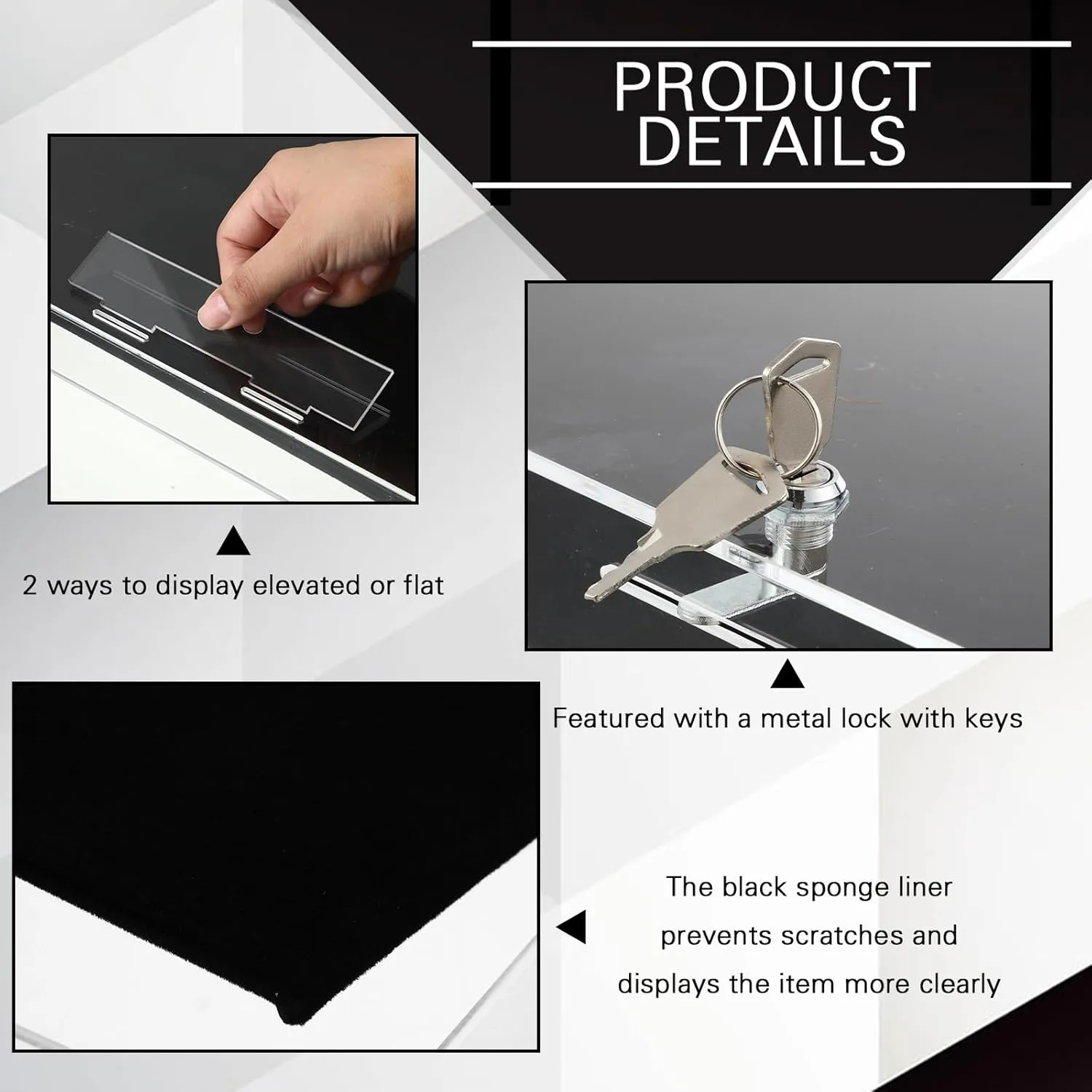 2 Pcs Acrylic Locking Jewelry Display Case Clear Ring Earring Necklace Bracelet Security Showcase with Lock and Key for Trade Show Retail Display