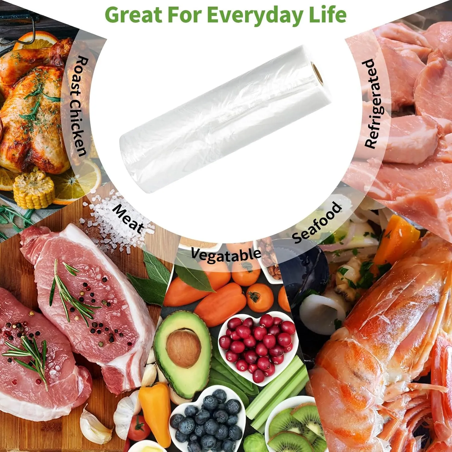 2 Rolls 12" x 16" Plastic Produce Bags on a Roll, Food Storage, for Food Vegetables Bread, Kitchen Bags (350 pcs per Roll)