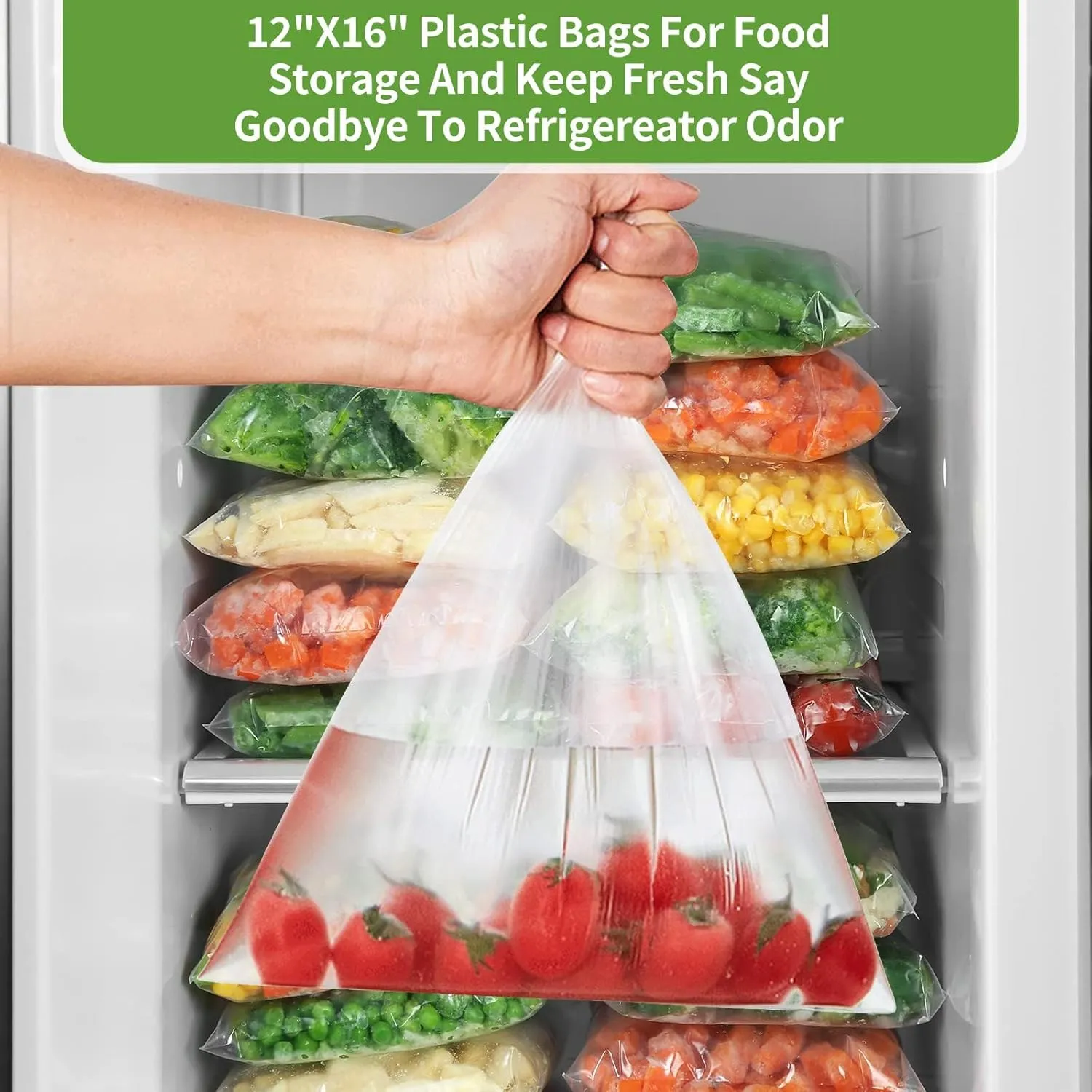 2 Rolls 12" x 16" Plastic Produce Bags on a Roll, Food Storage, for Food Vegetables Bread, Kitchen Bags (350 pcs per Roll)