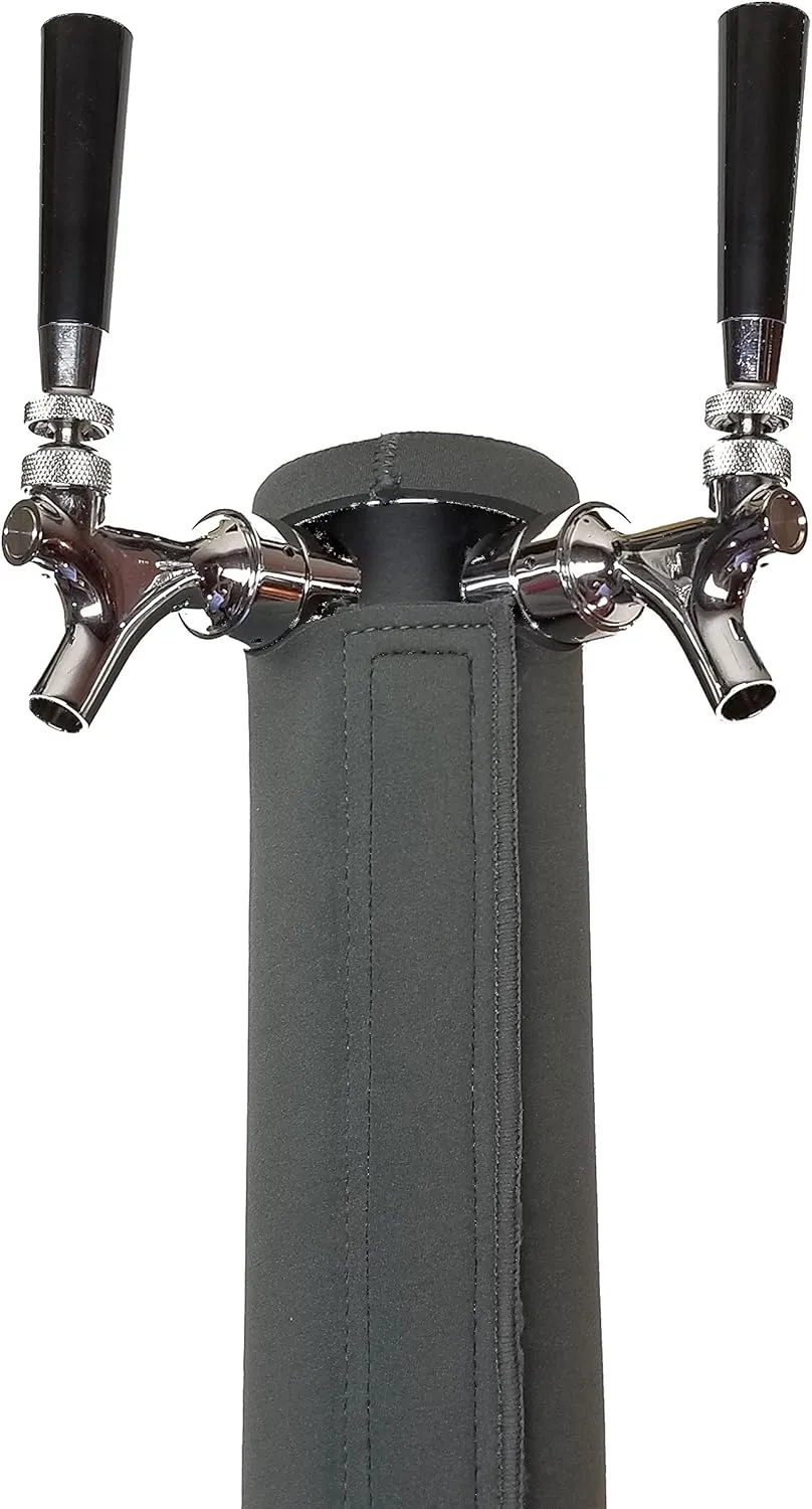 2-TAP Neoprene Beer Tower Cooler - Extra-Thick (4 mm) Dark Grey - Extra-Wide (1.2') Hook-&-Loop Fastener - Fits Towers 3' Wide 12.5' High