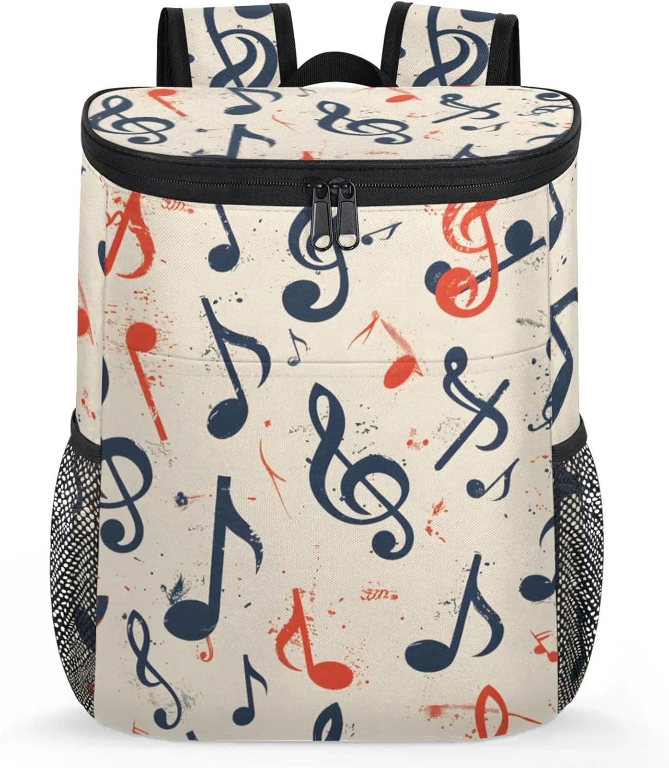 20-Hour Insulated Backpack Cooler Music Notes Watercolor Leakproof Cooler Bag Portable Cooler Backpack