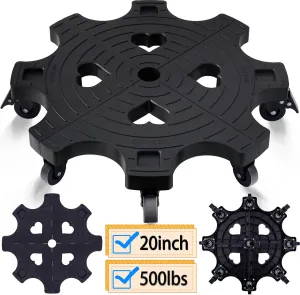 20 Inch Plant Caddy With Wheels - Heavy Duty Outdoor Indoor Rolling Plant Stand With Casters Black Plant Dolly Large Potted Planter Cart For Big Flower Pots Plants Pots, Heart Shaped Garden Pot Mover