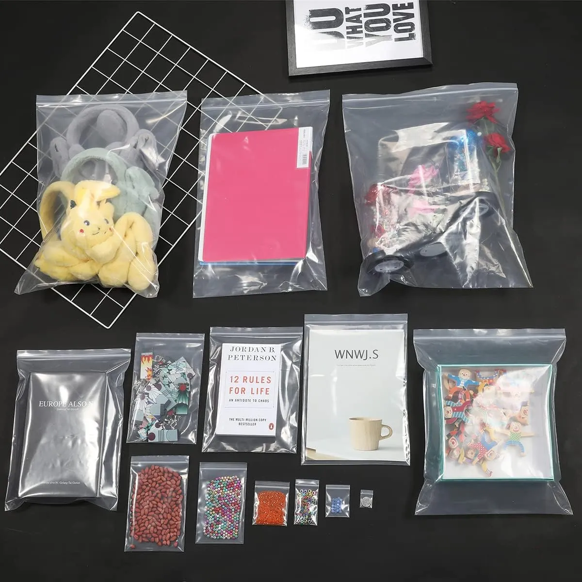20 PCS 13" x 15" Thick 4 Mil Large Clear Zip Poly Lock Plastic Bags Seal Reclosable Zip Bag Heavy-Duty Clothing T-Shirt Toys Snacks Zipper Bags