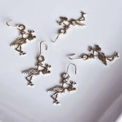20 Silver Stork Bundle Baby Shower Charms Favors Bag Decoration Jewelry Charm