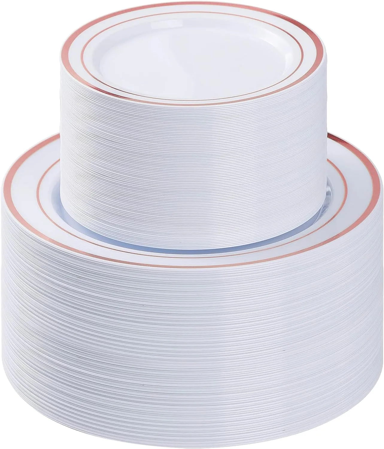 200PCS Rose Gold Plastic Plate, Disposable Party Plates with 100 Dinner Plates and 100 Dessert Plates, Plastic Plates for Party, Wedding and Birthday