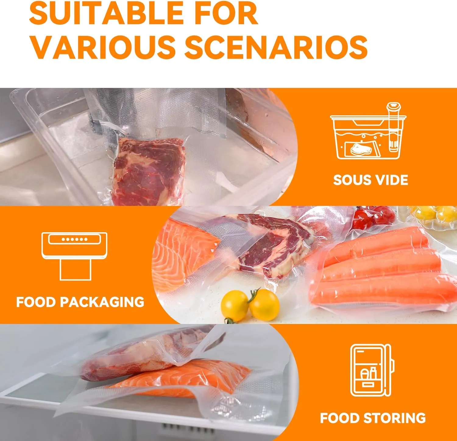 [2024 New] 11" x 50' 3 Rolls, Vacuum Sealer Rolls Bags for Food, Great for Food Storage, Sous Vide and Meal Prep, Wevac Lite