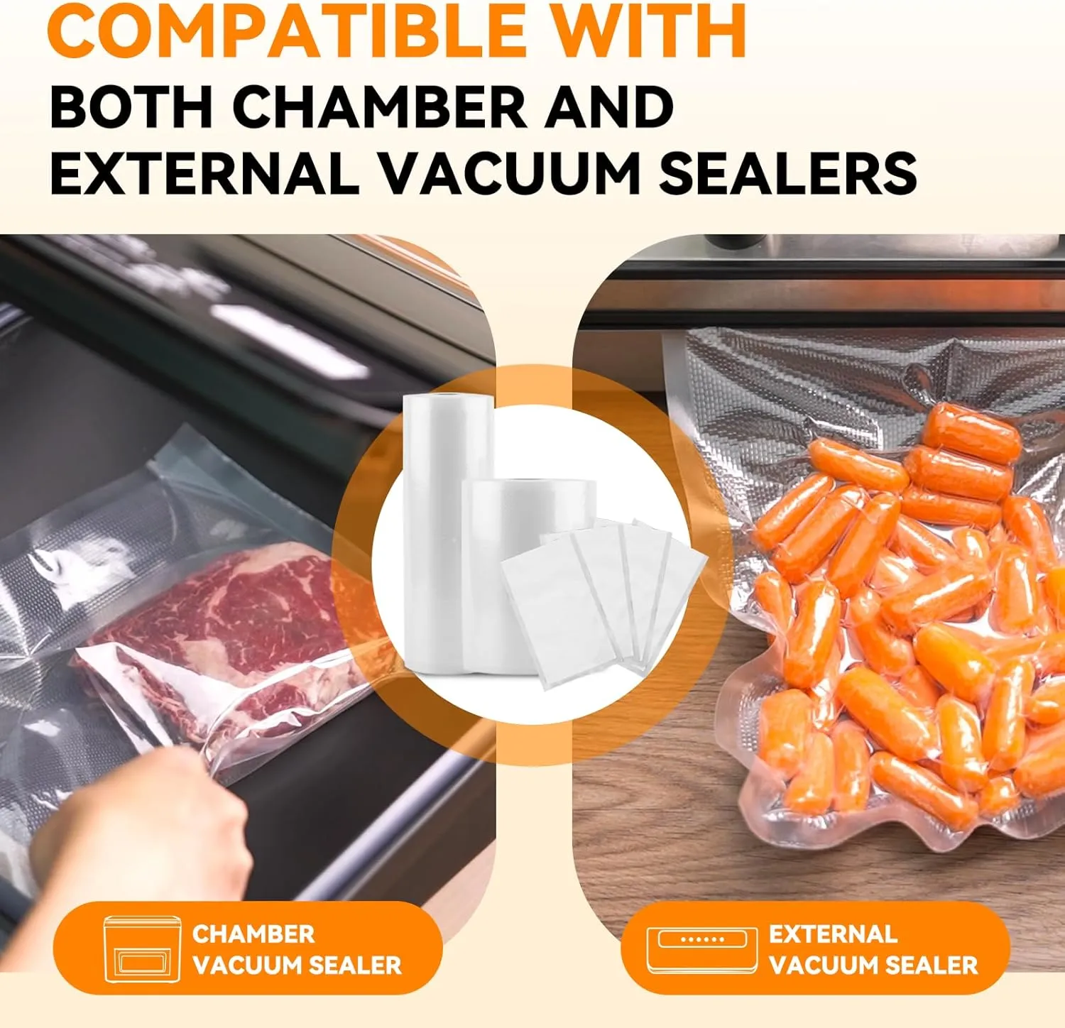 [2024 New] 11" x 50' 3 Rolls, Vacuum Sealer Rolls Bags for Food, Great for Food Storage, Sous Vide and Meal Prep, Wevac Lite