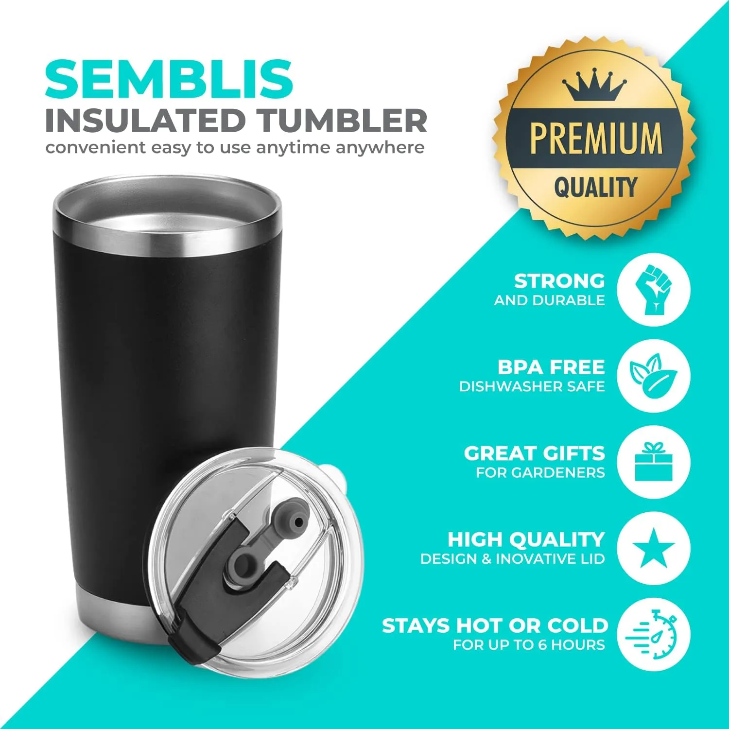 20oz Insulated Coffee Tumbler - Great Gardening Gifts For Women and Men – Gifts For Plant Lovers - A Funny Gift for Mom or Dad (Happy Hoe)