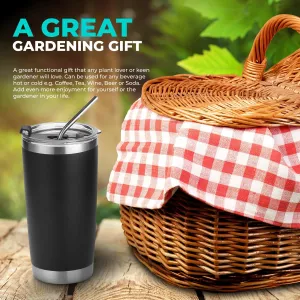 20oz Insulated Coffee Tumbler - Great Gardening Gifts For Women and Men – Gifts For Plant Lovers - A Funny Gift for Mom or Dad (Happy Hoe)